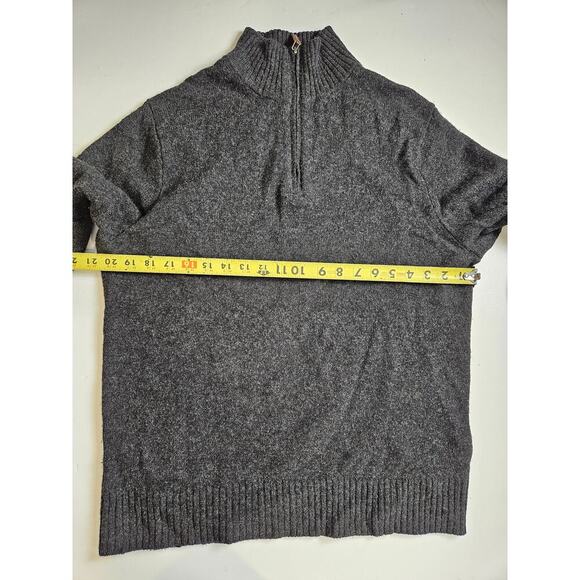 J Crew 1/4 Zip Pullover Sweater Dark Gray 100% Wool Medium - Picture 3 of 7